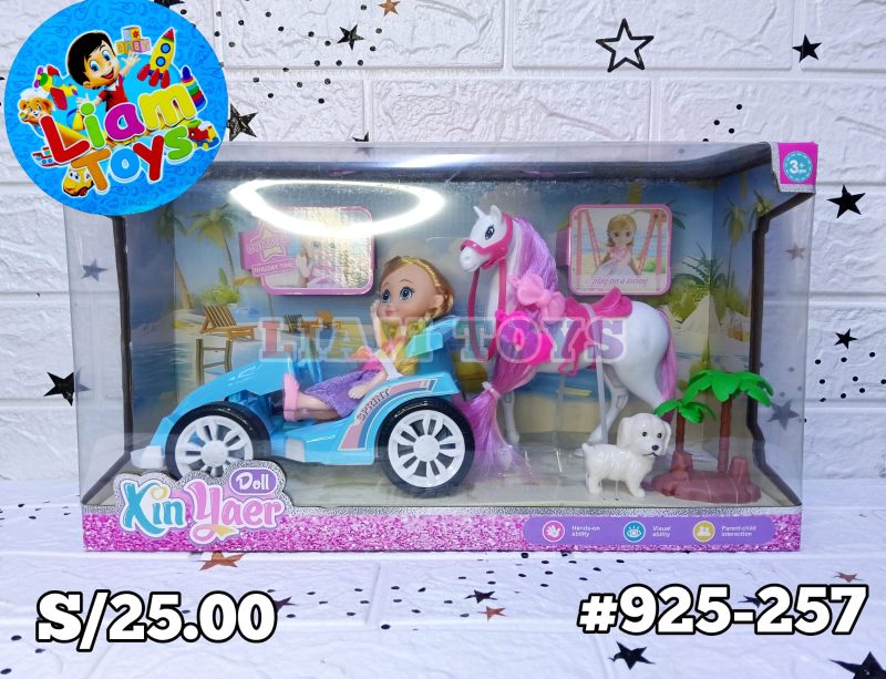 MUÑECA C/CARRO & CABALLO CAJA